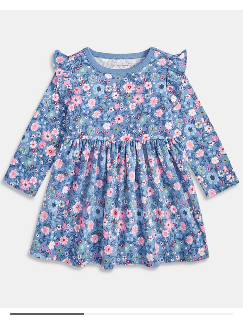 First Impressions Long Sleeve Floral Print Dress